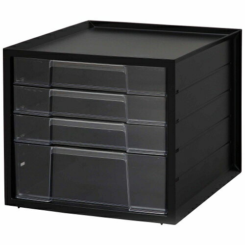 アイリスオーヤマ レターケース A4 浅型3段+深型1段 ブラック LCJ-4D