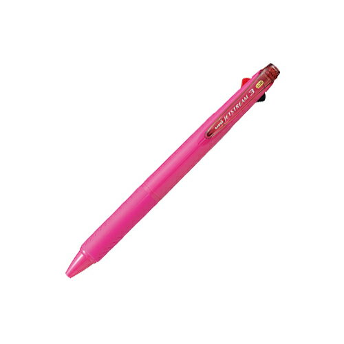 三菱鉛筆 ジェットストリーム ノック式 3色油性ボールペン(黒 赤 青インク) 0.38mm ローズピンク SXE3-400-38