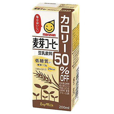 マルサンアイ 豆乳飲料麦芽コーヒーカロリー50％オフ 200ml×24本【お1人様1箱限り】