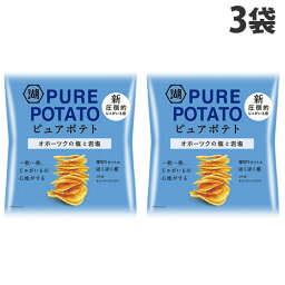 湖池屋 ピュアポテト オホーツクの塩と岩塩 55g×3袋 スナック ポテトチップス PUREPOTATO コイケヤ 塩味