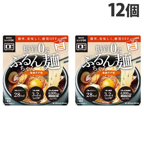 楽天ドラッグスーパー　aludeオーミケンシ 糖質0g ぷるんちゃん麺 海鮮チゲ 200g×12個 低糖質 グルテンフリー 糖質ゼロ ヘルシー 糖質制限 ダイエット 低糖質生活