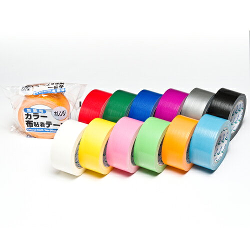 リンレイテープ カラー布粘着テープ 50mm×25m 1巻 赤 #384