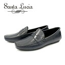 【返品交換OK あす楽 送料無料】SANTA LUCIA サンタルチア 2011 メンズ レザーシューズ 本革 革靴 スリッポン ドライビングシューズ ローファー ネイビー ラバーソール カジュアル やわらかい 履きやすい 歩きやすい