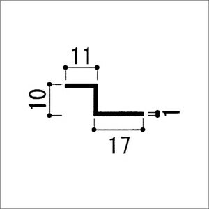 アルミZ型アングル 1.0x10x11x17x3640mm アルマイトシルバー 【※サービスカット対応商品です】【あす楽対応】