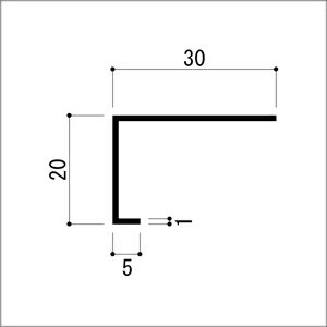 アルミ看板ボーダー 1.0x20x30x5x3640mm アルマイトシルバー 【※サービスカット対応商品です】