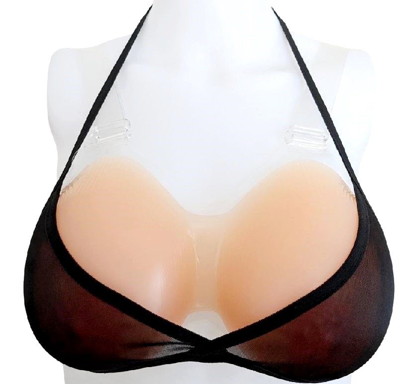 Micopuella 人工乳房 シリコンバスト ストラップ 皮膚付き 女装 偽胸 胸パッド シリコン胸パット コスチュームおっぱい (1000g)