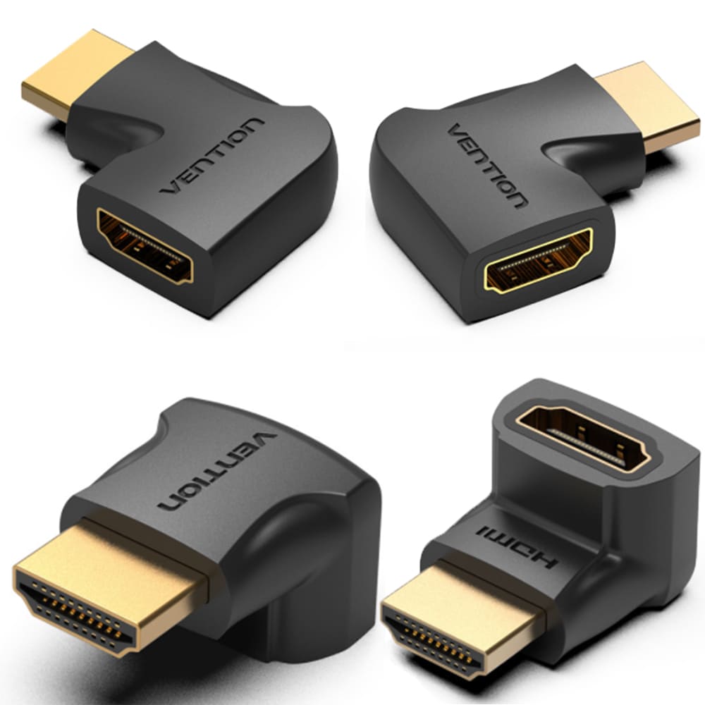 HDMI L字型変換アダプター 90度 270度 上下左右 4K 60Hz オス-メス Vention メール便対応 デスクトップパソコン ノートPC テレワーク 液晶テレビ モニター ディスプレイ 外部出力