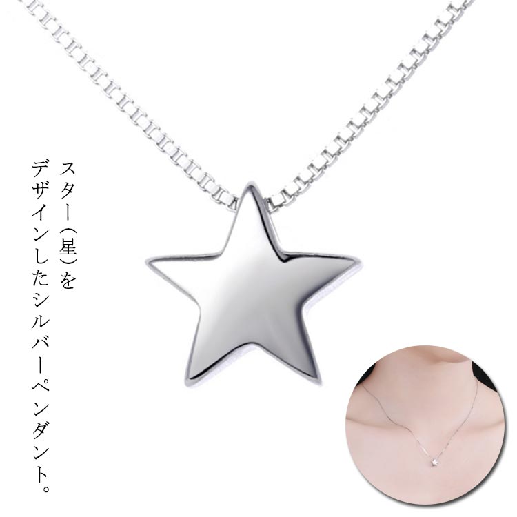 送料無料ネックレス スター 星 レディース ペンダント 金属アレルギー対応 silver925 シルバーネックレス ジュエリー アクセサリー 小さめ 石なし モ...