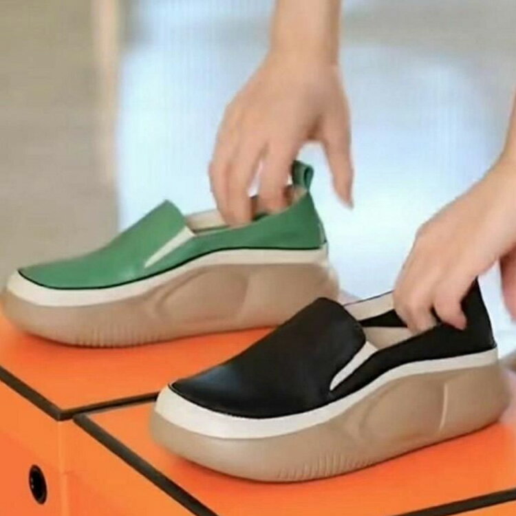 厚底 スリッポン 歩きやすい シューズ 外反母趾 ヒール4cm 厚底スニーカー レディ...