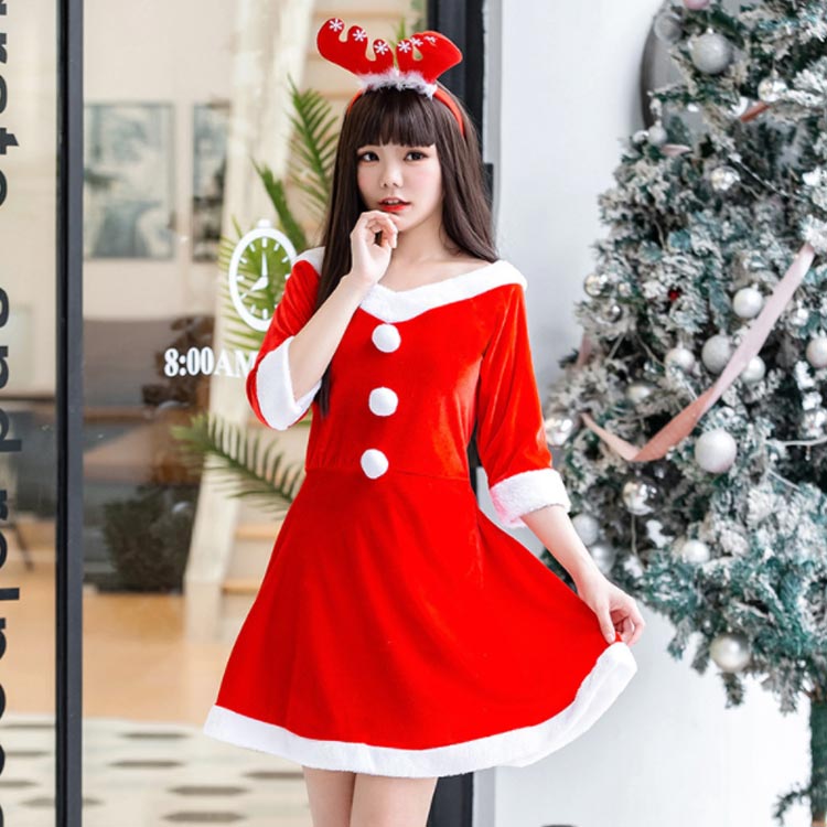 Aライン コスプレ クリスマス衣服 レディース コスチューム サンタクロー セクシー ワンピース 髪飾り クリスマス 大人用 舞台衣装 ステージ衣装 舞台衣装 仮装