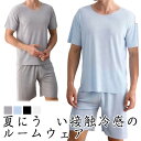 接触冷感 ルームウェア 上下セット メンズ パジャマ ひんやり Tシャツ ハーフパンツ ショートパンツ 無地 夏用 セットアップ 部屋着 吸汗速乾 短パン 薄手...