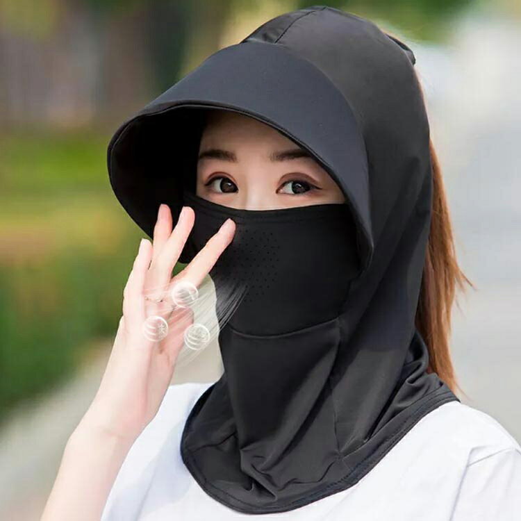 接触冷感 ひんやり 夏用 息苦しくない フェイスカバー サンバイザー 帽子 レディー...
