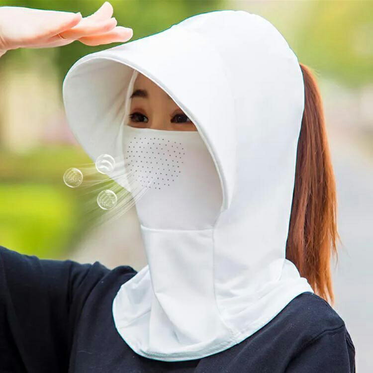 接触冷感 ひんやり 夏用 息苦しくない フェイスカバー サンバイザー 帽子 レディー...