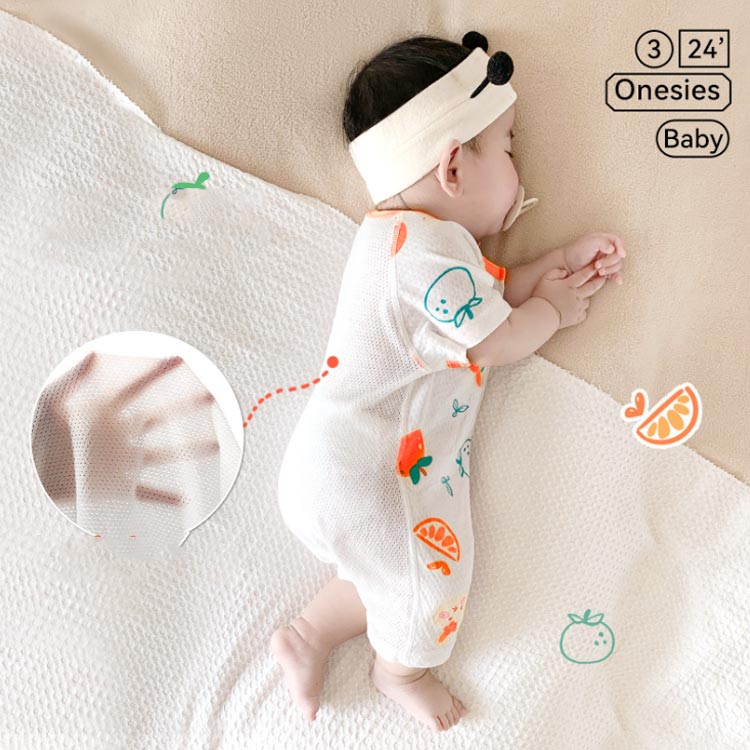 背中メッシュデザイン あせも対策 夏用 ロンパース 赤ちゃん 背中 ベビー カバーオール 半袖 綿 柔らかい サラサラ 薄手 春 夏 汗っかき 男の子 女の子 重ね着 肌着 メッシュ ベビー服 蒸れない 66 73 80 90 100 新生児 出産準備 出産祝い ギフト 送料無料 2