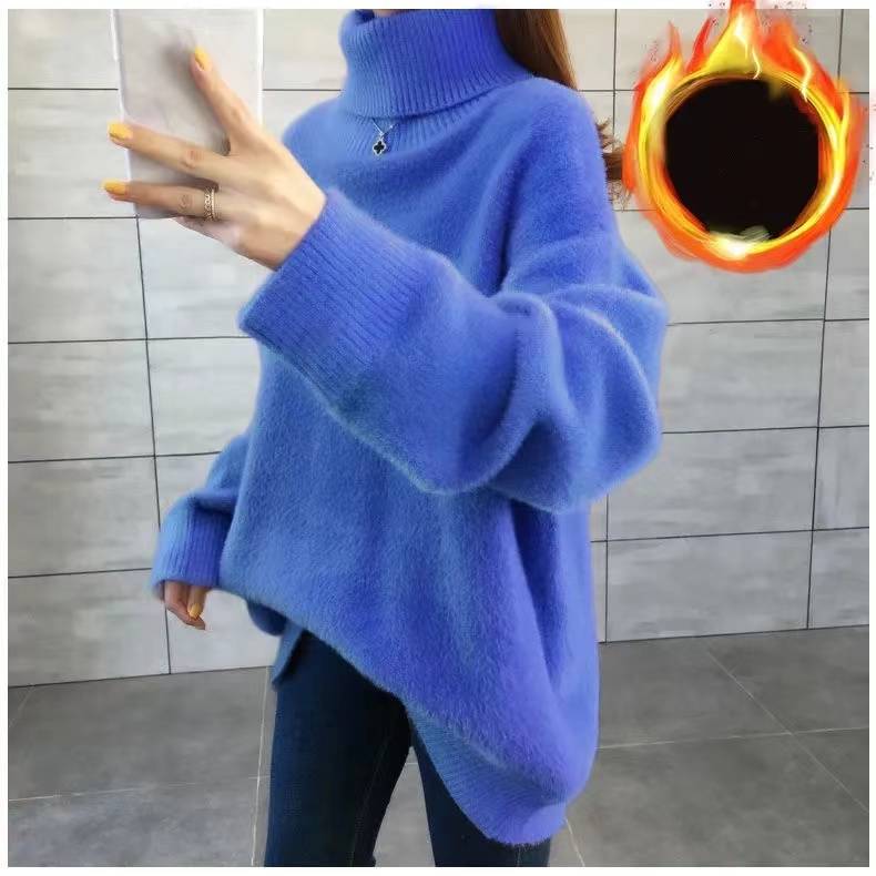 Turtleneck - ハイネックセーター レディース 秋冬 ニットセーター ミディアム丈 インナーセーター ニット ゆったり 無地 インナーウエア 大きサイズ おでかけ 長袖 シンプル カジュアル お洒落 フェミニン 普段着