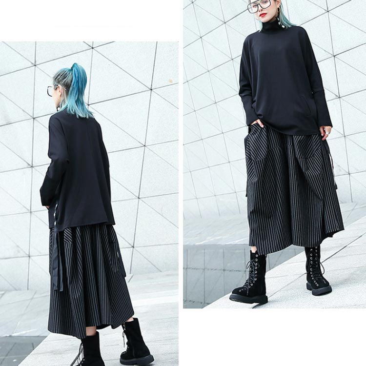 袴パンツ メンズ スカート風 レディース 七分丈 アシンメトリー ハカマパンツ バル...