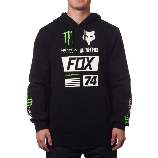 ＼全品最大20%off★5/30(木) 5の日合わせ／Fox フォックス MONSTER ENERGY UNION PULLOVER HOODY カジュアル パーカー ジャケット ツーリング バギーにも バイク 防寒 黒