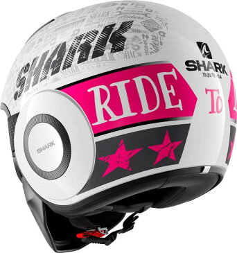 ヘルメット レディース【女性用】Shark シャーク Drak Tribute RM Pink Helmet 女性用 女子 ジェットヘルメット　オシャレ マスク ゴーグル オンロード バイク ダーク トリビュート フランスブランド【白/グレー/ピンク】 かわいい カワイイ