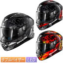 ＼全品1500円OFF★4/26(金)限定／【ダブルバイザー】Shark シャーク Skwal 2 Nuk´Hem White LED Helmet フルフェイスヘルメット サンバイザー バイク ツーリング スクォール2 かっこいい【AMACLUB】