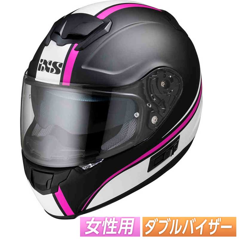 【ダブルバイザー】IXS イクス 215 2.0 Black/White/Pink フルフェイスヘルメット サンバイザー バイク レディース(ブラック/ホワイト/ピンク)(AMACLUB)