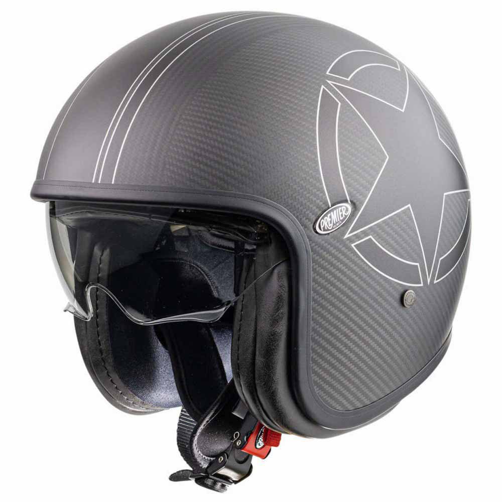 ＼全品2500円+5%OFF★5/25(土)限定／Premier Helmets プレミア Vintage Evo Star Carbon Open Face Helmet ジェットヘルメット オープンフェイス サンバイザー ライダー バイク ツーリングにも かっこいい おすすめ (AMACLUB)