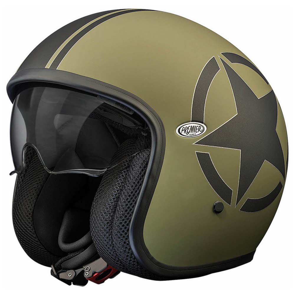 ＼全品2500円+5%OFF★5/25(土)限定／Premier Helmets プレミア Vintage Evo Star Military BM Open Face Helmet ジェットヘルメット オープンフェイス サンバイザー ライダー バイク ツーリングにも かっこいい おすすめ (AMACLUB)