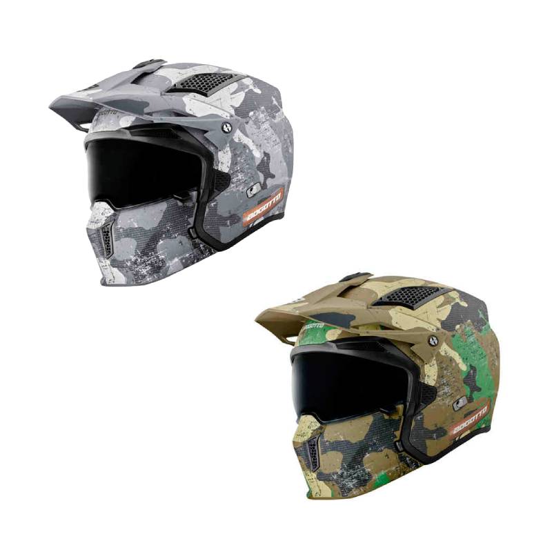 ＼全品2500円+5%OFF★5/15(水)限定／【3WAY】【サンバイザー】 Bogotto ボガット Radic Camo フルフェイスヘルメット ジェットヘルメット オフロード チンガード着脱 マルチ バイク ツーリングにも かっこいい おすすめ (AMACLUB)