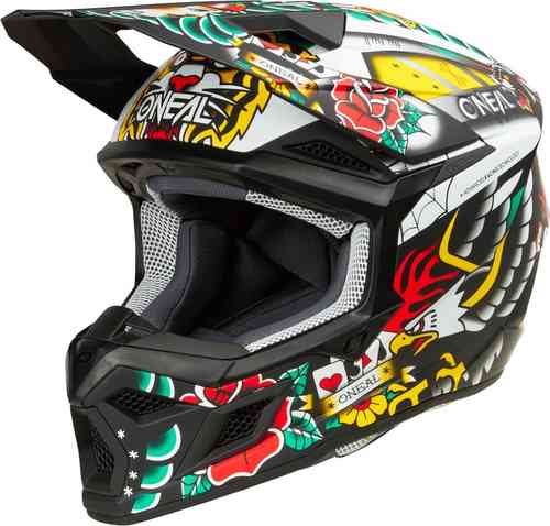 【子供用】Oneal オニール 3SRS Inked Kids Motocross Helmet 子供用 キッズ ユース モトクロスヘルメット ヘルメット オフロード ライダー バイク かっこいい おすすめ (AMACLUB)