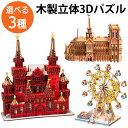 【3日までP10倍】 パズル 3D 立体パズル 木製 3種 観覧車 建物 大人 子供 インテリア おもちゃ 木製パズル 組立 室内 遊び こども プレゼント ギフト おしゃれ 孫 女の子 男の子 知育玩具 誕生日 お祝い クリスマス 買い回り 送料無料