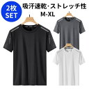 メンズ スポーツ Tシャツ 2枚セット 速乾 吸汗 冷感 軽量 運動 ストレッチ性抜群 半袖 ティーシャツ Uネック ジム 筋トレ 部活 ウォーキング ランニン...