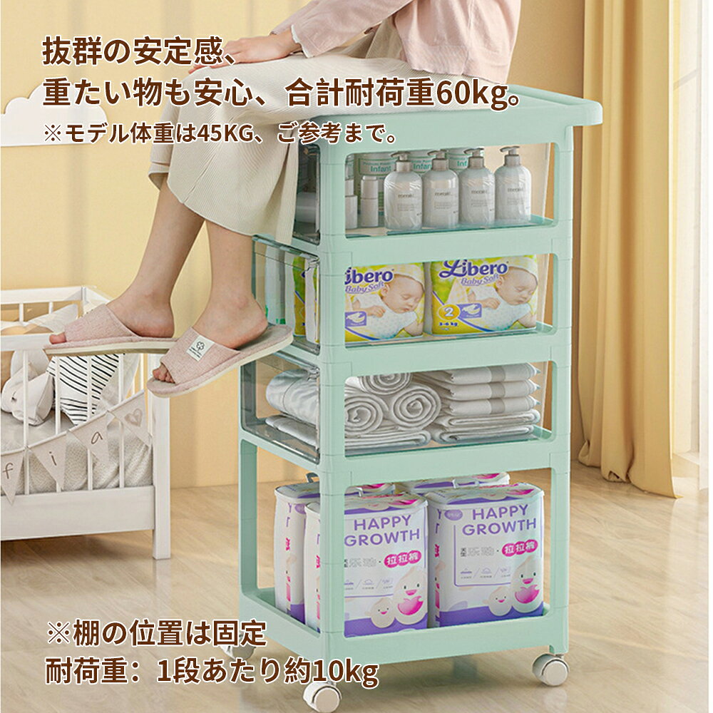 キャスター付き おもちゃ箱 天板付き 4段 隙間収納 幅32 キッチンラック 調理台 配膳台 スチール ラック ワゴン ストッカー ワゴンラック インテリア 収納棚 作業台 キッチン 台所 北欧 おしゃれ 収納アイテム ラック amaliristore-10000588 アマリリストア サンプル画像3