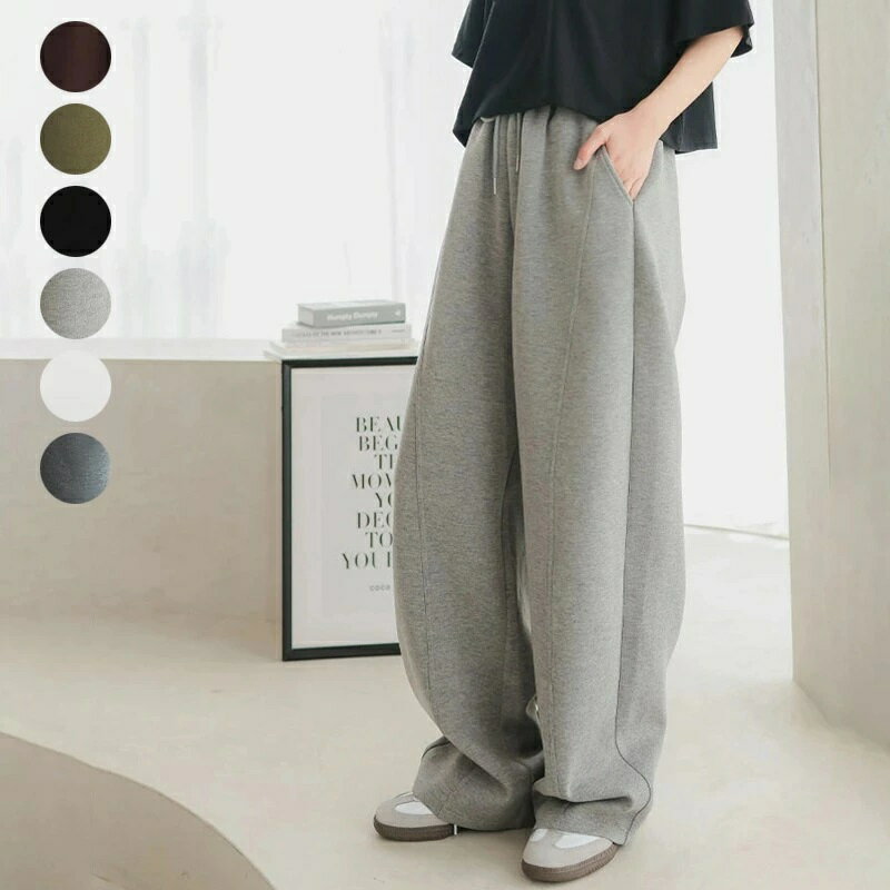 Rakuten - カーブパンツ スウェットパンツ ワイドパンツ レディース [ 丈が選べる ] 秋 秋服 秋冬 ユニセックス メンズ パンツ ボトムス ズボン 長ズボン ロングパンツ ワイド スウェット ウエストゴム