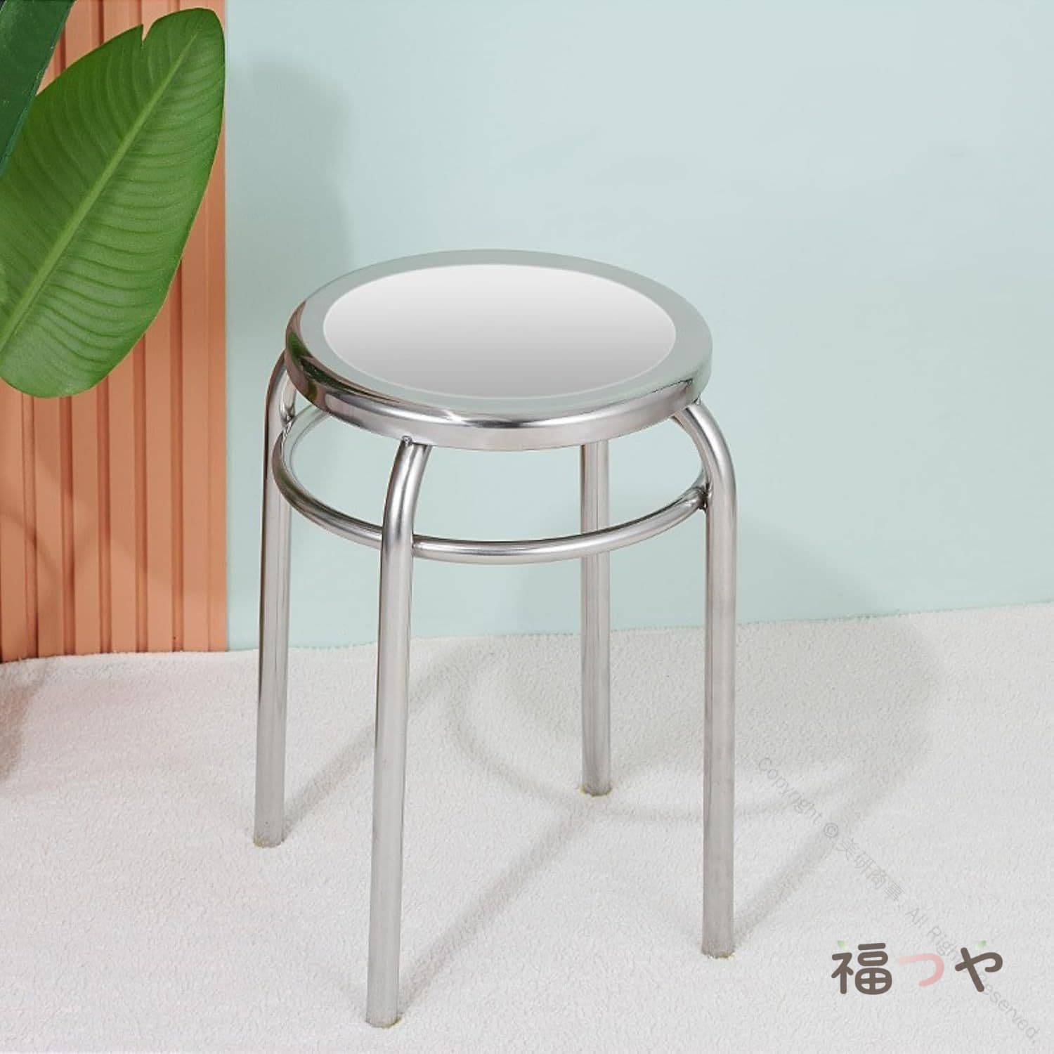 Rakuten - ステンレス 椅子 ラウンド スツール 丸形 スタッキング チェア 耐久 耐荷重 180kg アウトドア 会議室 展示会 耐摩耗 高さ47cm 滑り止め