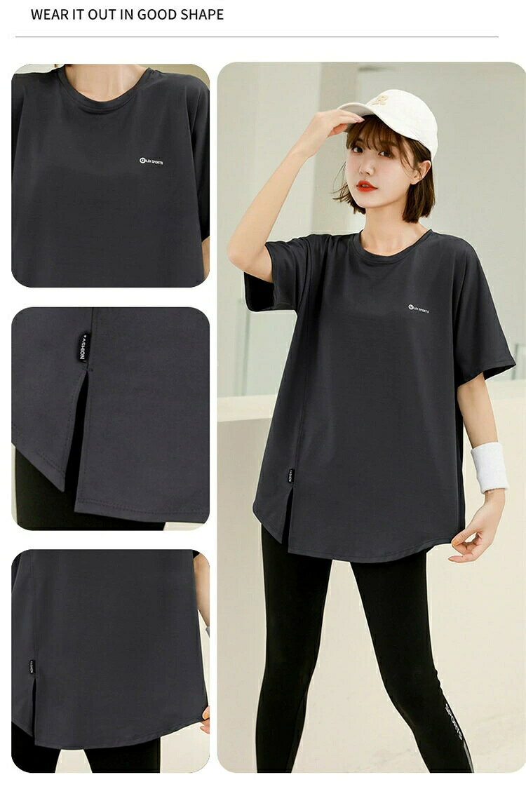 スポーツウェア半袖Tシャツ単品レディーストップストレーニングウェアランニングウ...