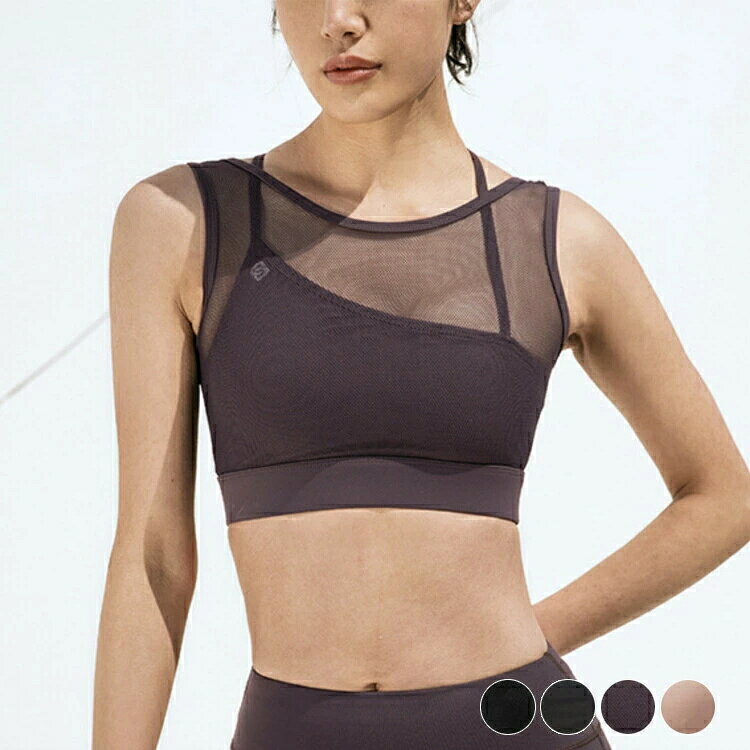 ホットヨガ おしゃれ バッククロス 体系カバー パッド入り スポーツブラ ブラ ヨガウェア セクシー スポブラ トップス メッシュ カップ付き キャミソール