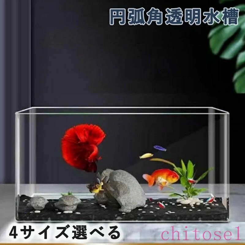 魚飼育用生態槽 透明なアクリル水槽 デスクトップ 家庭用 便利 家庭用トレンディ デイリー chitose1 金魚鉢 角丸水槽 アクアリウム コンパクト 円弧角水槽 定番 実用的
