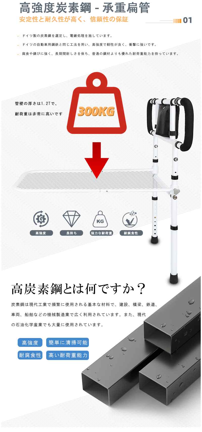 小物整理 ベッドアーム 安定性 転倒防止 ベッドサイド ベッド用 ベッドガード 組立...