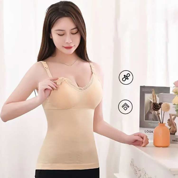 シームレス 授乳 ブラ 妊婦 ラク 授乳キャミソール パッド入り タンクトップ ブラ ...