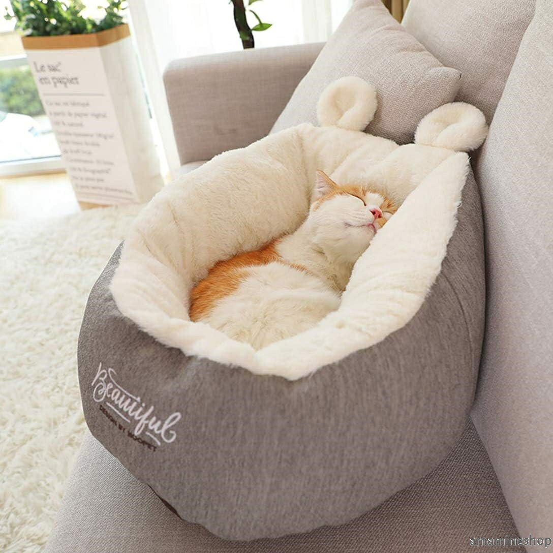 ペットハウス キャットハウス 暖かい 柔らかい 可愛い 冬用 洗える ふわふわ 休憩所 ペット用寝袋 猫ベッド 寝床 猫のベッド 室内用 滑り止め（ワンちゃん、イヌ、犬、ドッグ、ネ おしゃれ ウサギ耳