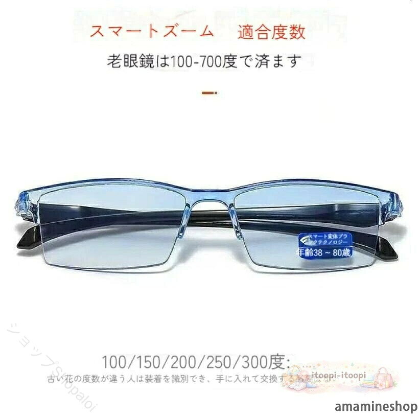 ブルーライト防止 見やすい シニア 快適 軽量 目 旅行 老眼鏡 複数色 レディース ...