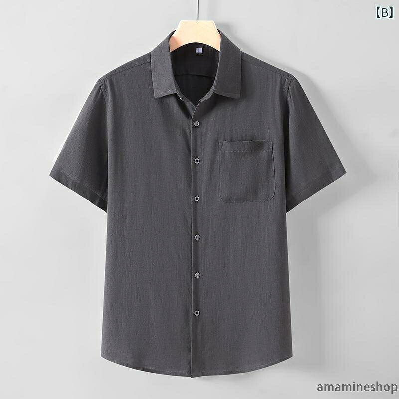 普段着 半袖 メンズ 夏用 シニア シャツ 大きいサイズ 中国風 綿麻 前開き トップス amamineshop-10025315 あまね サンプル画像3