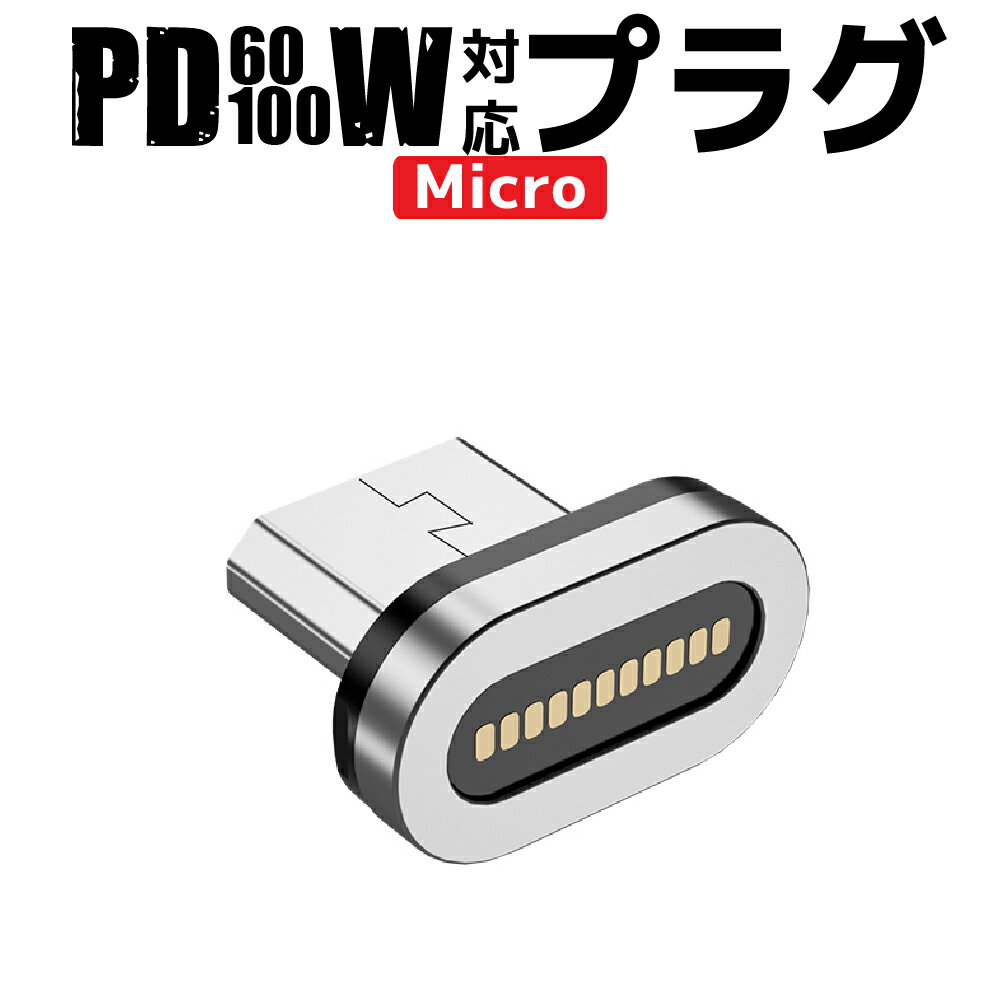 ＼お買物マラソンP10倍/【PD60w100W 対応 ケーブル付属無し 急速充電＋データ通信可能】 PD プラグ 端子 マグネット Micro 1個 急速充電 100w 18w データ通信 3.0A TYPE-C Micro iPhone 動画転送が早い iPad(TYPE-C)