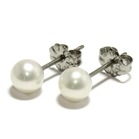 パール 真珠 ピアス 5.5-6.0mm ラウンド型 真円 チタンピアス