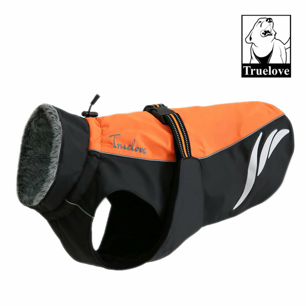 犬服 アウトドアコート【オレンジ：S～L】Truelove 防寒着 ドッグウェア 簡単着脱 リフレクター