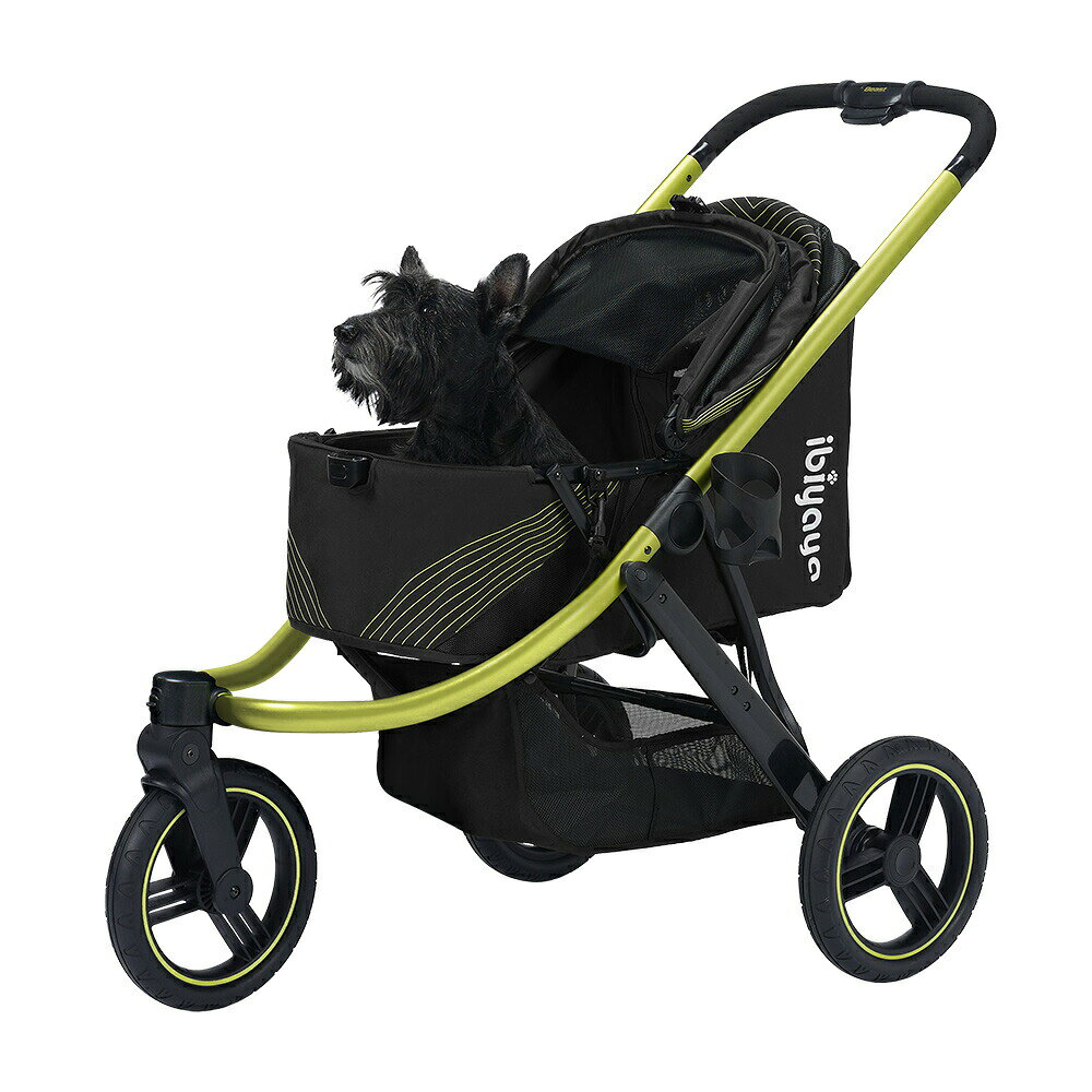 ibiyaya ビースト ペット ジョギング ストローラー ペットカート (ジェットブラック) 耐荷重約25kg 多頭 中型犬 小型犬 ブランド おしゃれ The Beast Pet Jogging Stroller イビヤヤ FS2149 高品質のペット用ペットカートをお探しのあなた！最高のペットカート、イビヤヤのビースト・ペット・ジョギング・ストローラーでペットと素敵な時間をエンジョイしましょう。 ビースト ペット ジョギング ストローラーは悪路にも耐える頑丈さを備え、ペットの快適さを保つサスペンションを装備しています。ジョギングのお供に、ペットをどこへでも連れて行くことができる理想的なペットカートです。 カラーバリエーションはジェットブラックとフラッシュグレーの2色。 ■ 究極の快適性を実現したペットカート すべての車輪にはサスペンションが付いており、速度を上げても、悪路で使用しても、ペットの乗り心地をつねに快適に保ちます。 ■ 安全性、利便性とストレスフリーな使い勝手を追求したペットカート ●手間のかからない車輪 車輪にはPU（ポリウレタン）ゴムが採用されています。PUゴムホイールは、さまざまな状態の路面に対応し、メンテナンスの必要がありません。PUゴム車輪は空気入りタイヤと同等の安定性がありますが、パンクしても空気を入れる必要がありません。 ●ファスナーレスデザイン 革新的なファスナーレスデザインにより、ワンタッチでペットをペットカートに固定・解放できます。 ●前後開閉式 一般的な他のペットカートとは異なり、このペットカートには前面と背面に大きな開口部があります。ペットをペットカートに楽に乗せることができます。 ●メッシュ窓 大きなメッシュ窓は、ペットがこもった熱に晒されるのを防ぎます。また窓を通して中から周囲を360度見渡すことができます。メッシュ素材は水や汚れに強く、耐久性に優れています。 ●収納ポケット 収納ポケットが付いており、貴重品などを入れておくことができます。自分のガジェットなど、小物を入れるのにも最適です。 ●ボトムバスケット ペットとのお出かけの際、大きくて重い荷物を持っていくのが好きな方は、ペットカートのボトムバスケットをお使いください。耐久性の高い素材を使用しているので、頻繁に使用してもバスケットが壊れる心配はありません。 ●折りたたみ可能 折りたたみ式なので、広い収納スペースを探す心配はありません。ボタンを押すだけで、どこへでも持ち運び、収納できます。 ●リアブレーキ装備 ビースト ペット ジョギング ストローラーはリアブレーキを装備しています。ブレーキはフットレバーを足で押さえるだけでかけることができ、カートをしっかりと固定します。使用していない時にペットカートが勝手に動く心配はありません。 ■ スタイリッシュかつ機能的なデザインのペットカート 目を引くスタイリングは、単に見た目だけでなく、機能性にも優れています。ビースト ペット ジョギング ストローラーは風の抵抗を軽減するようにデザインされているので、風の強い時でもスムーズに走行させることができます。 ■ EN1888認証、SGS認証取得の安心品質のペットカート SGSは、市販されている製品の耐久性と品質をチェックする国際機関です。ビースト ペット ジョギング ストローラーは、この機関の定める基準をすべてクリアしています。さらに、EU EN1888の基準にも合格しています。これは、製品情報、パッケージ、性能、構造において、同機関の安全要件を満たしていることを意味します。 ※ 輸入商品特有の、外箱の汚損の可能性が御座います。ご理解、ご了承ください。 ■ ペット用品ブランド「イビヤヤ(ibiyaya)」 イビヤヤは、2002年に台湾で創業されたペット用品ブランドです。ペット用ベビーカーやペットキャリーの開発における先駆者であり、現在は30か国以上に販売代理店を展開しています。 イビヤヤの目的は、お客様とペットのニーズを最優先に考えた革新的でデザイン性の高い製品を提供し、お互いに深い絆を形成することです。 従業員の95％がペットの飼い主でありペットを愛する気持ちをだれよりも理解しているからこそ、情熱をもってペットとの時間をより素晴らしいものにしてくれる製品を開発しています。 同社の製品は、オリジナルで特許を取得した革新的なものが多く、厳しいテストや品質保証を通じて長く使い続けることができる確かな品質を実現しています。 イビヤヤの製品はきっとペットとの時間をより楽しく、思い出深いものにしてくれるでしょう。 2