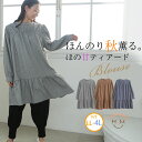 大きいサイズ レディース トップス | バックリボン ティアード 切替 シャツ チュニック _ トップス ブラウス LL 3L 4L 秋 秋物 秋冬 ぽっちゃり...