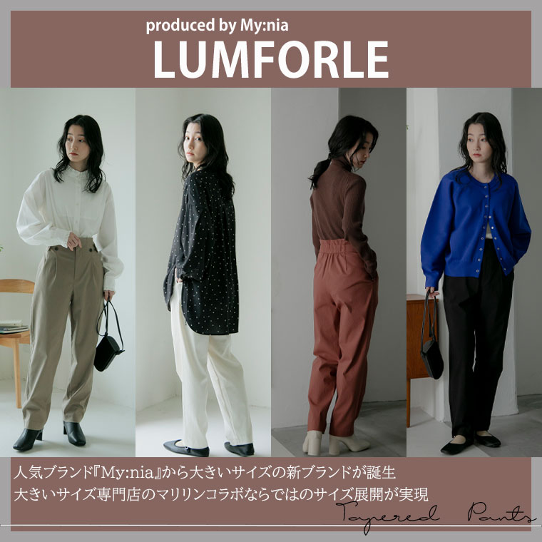 【期間限定クーポン配布】 大きいサイズレディース パンツ | 【LUMFORLE　produced by My:nia】ストレッチ ハイウエスト テーパードパンツ _ パンツ ボトムス テーパード LL 3L 4L 秋 秋物 秋冬 ぽっちゃり ゆったり カジュアル プラスサイズ [171 355262] amarilyn-10049937 ハッピーマリリンM〜大きいサイズ サンプル画像3