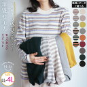 ※大きいサイズレディース トップス | Tシャツ感覚で使える! 無地とボーダーで選べる モックネック リブニット _ ニット セーター プルオーバー LL 3L...