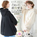 大きいサイズ レディース トップス | リニューアル!! レースとプリーツから選べる バックデザイン パーカー _ LL 3L 4L 5L 6L 春 冬 長袖 ...