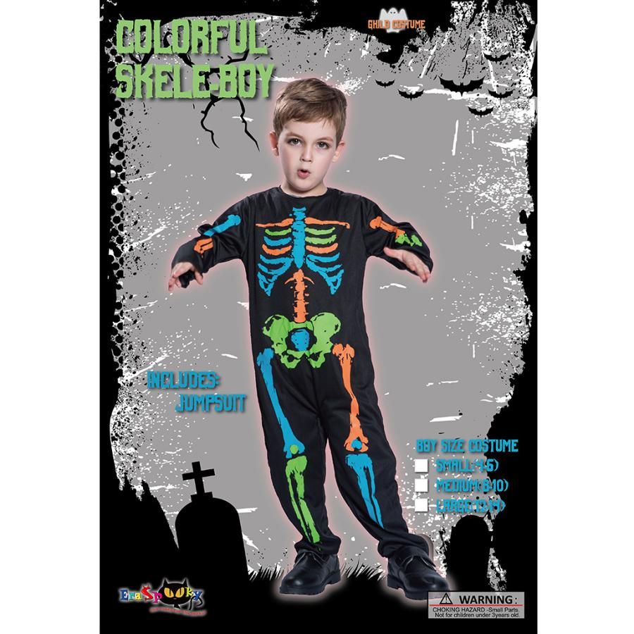 ハロウィン衣装 子供 オールインワン 男の子 骸骨 髑髏 コスプレ どくろ コスチューム 仮装 キッズ 変装 お化け 子供用 ガイコツ ドクロ 変身 コスプレ衣装(3)